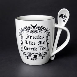Freaks Like Me Drink Tea Mug and spoon