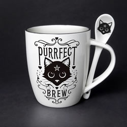 Purrfect Brew Mug and spoon