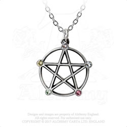 P786 - Wiccan Elemental Pentacle Necklace